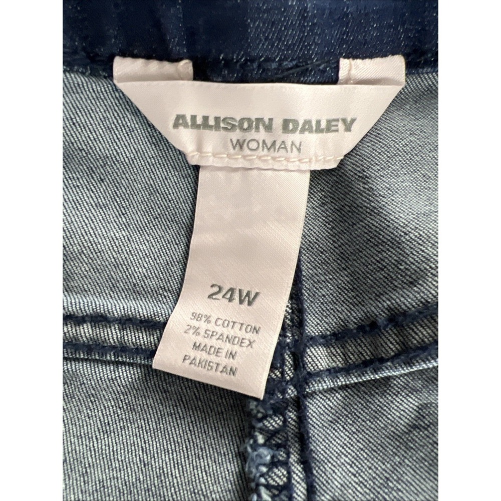 Allison Daley Womens Capri Pants 24W Floral Hem Pull-On Stretch Dk. Indigo F19 - Picture 6 of 16